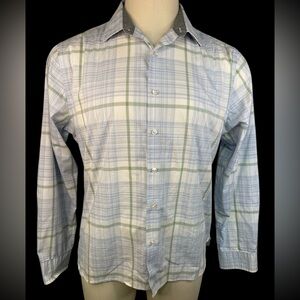 Van Heusen Never Tuck Slim Fit Blue Plaid Long Sleeve Button-Up Shirt Men’s XL